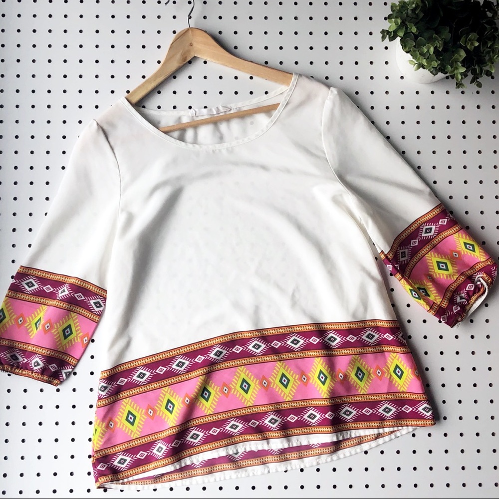 PEACH LOVE CREAM boho dipped blouse bold modcloth
